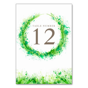 Greenery wreath watercolor art table numbers