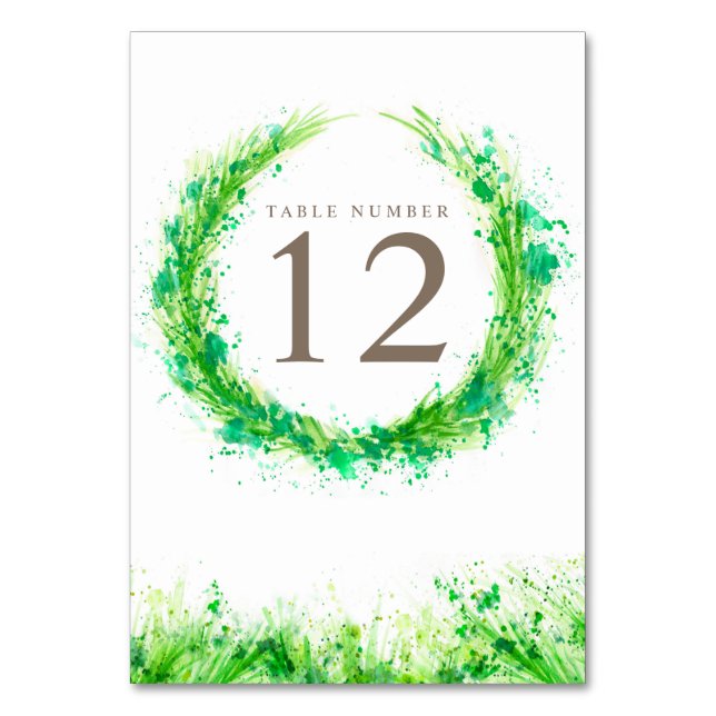 Greenery wreath watercolor art table numbers (Back)