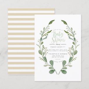 Greenery Wreath Watercolor Baby Shower Invite
