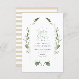 Greenery Wreath Watercolor Baby Shower Invite