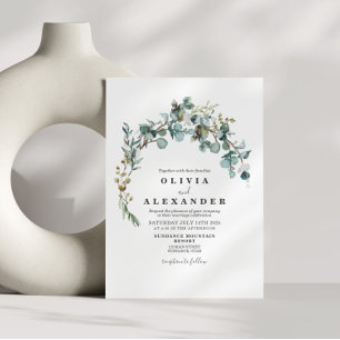 Greenery Wreath wedding Invitation