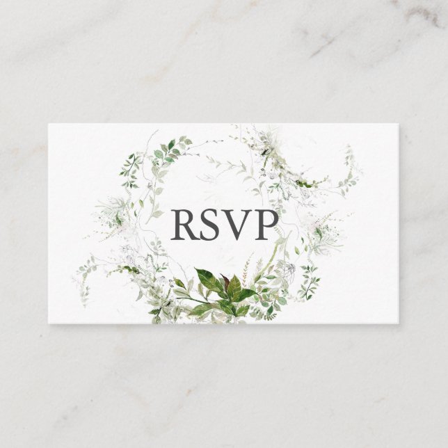 Greenery Wreath Wedding RSVP Enclosure Card (Front)
