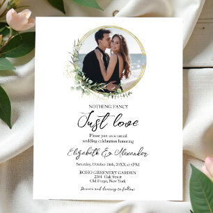Greenery Wreaths Photo Budget Wedding Invitation