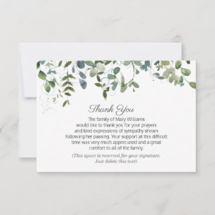 Greenery Your Signature Funeral Thank You