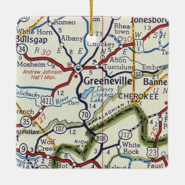 Greeneville TN Ceramic Ornament (Back)