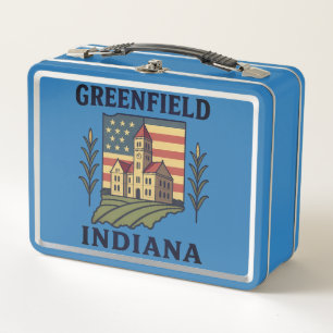 Greenfield Indiana American Flag Metal Lunch Box