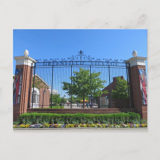 Greenfield Village Gates Postcard (Front)