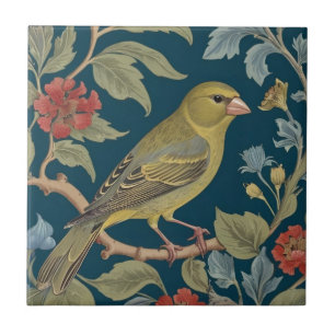 Greenfinch William Morris style R Green Finch Bird Tile