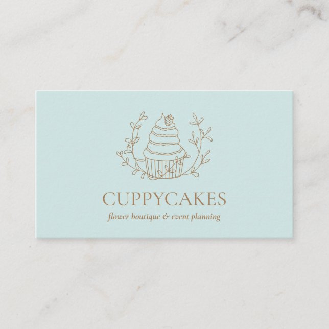 GreenFloral Cupcake Baker Bakery Chef Catering Business Card (Front)