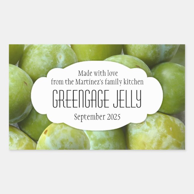 Greengage jelly jam preserve label sticker (Front)