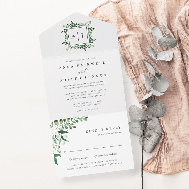 Greenhouse | Elegant Watercolor Botanical Wedding All In One Invitation (Creator Uploaded)