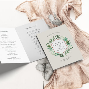 Greenhouse Frame Watercolor Botanical Wedding Programme