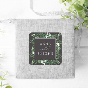 Greenhouse Frame   Watercolor Botanical Wedding Square Sticker