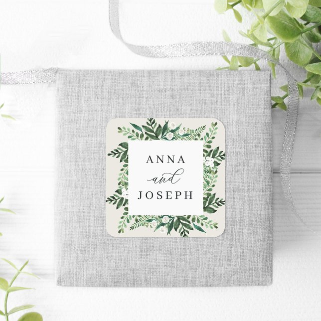 Greenhouse Frame | Watercolor Botanical Wedding Square Sticker (Creator Uploaded)