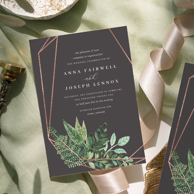 Greenhouse Geometric Watercolor Botanical Wedding Invitation (Creator Uploaded)