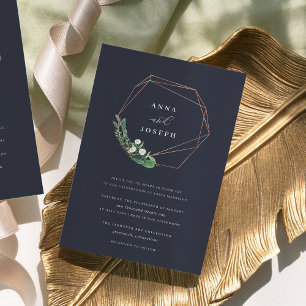 Greenhouse Geometric Wreath Botanical Wedding Invitation