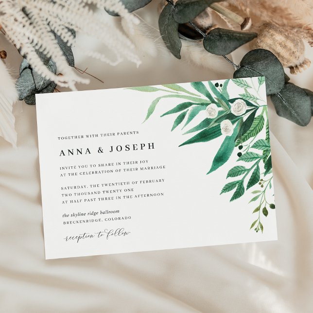 Greenhouse | Green Watercolor Foliage Wedding Invitation (Creator Uploaded)