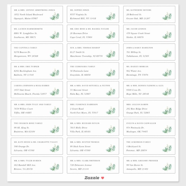 Greenhouse | Individual Guest Address Labels (Sheet)