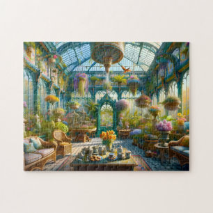 Greenhouse Tea Garden Victorian Conservatory Jigsaw Puzzle