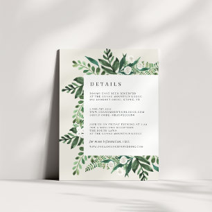 Greenhouse Watercolor Botanical Guest Details Enclosure Card
