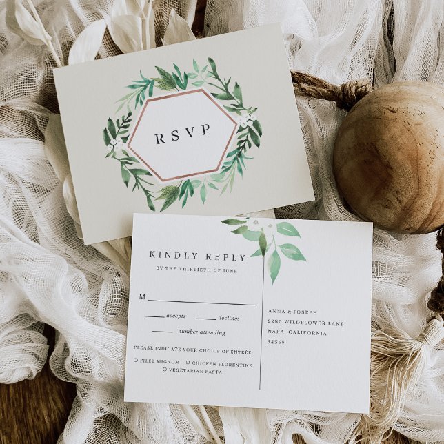 Greenhouse | Watercolor Botanical Meal Choice RSVP Invitation Postcard (Creator Uploaded)