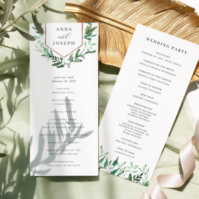 Greenhouse | Watercolor Botanical Wedding Ceremony Programme (Creator Uploaded)