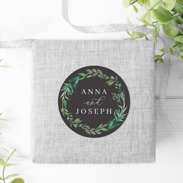 Greenhouse | Watercolor Botanical Wedding Classic Round Sticker (Creator Uploaded)