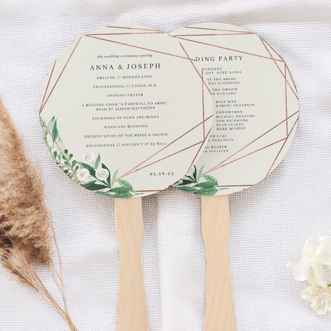 Greenhouse | Watercolor Botanical Wedding Program Hand Fan (Creator Uploaded)