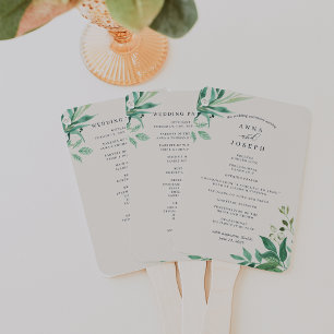 Greenhouse Watercolor Botanical Wedding Program Hand Fan