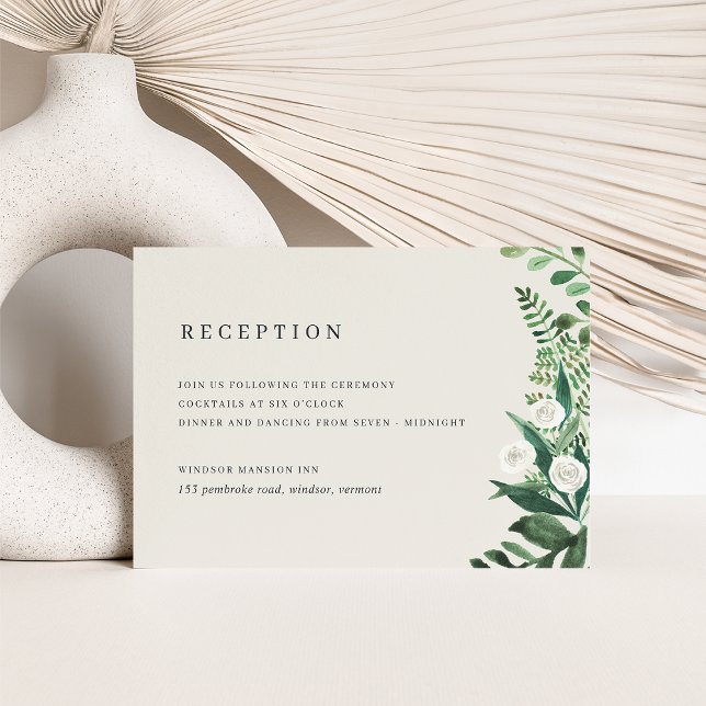 Greenhouse Watercolor Botanical Wedding Reception Enclosure Card (Creator Uploaded)