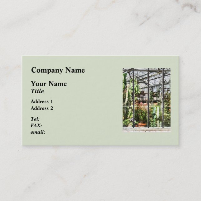 Greenhouse With Large Cactus Business Card (Front)