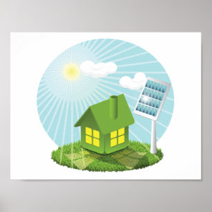 Greenhouse With Solar Energy Poster