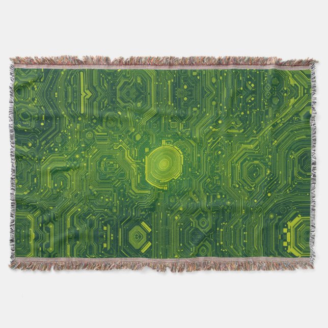 Greenish Cyber Throw Blanket (Front)