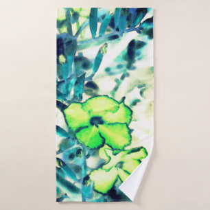 Greenish flower by changing colours bath towel set