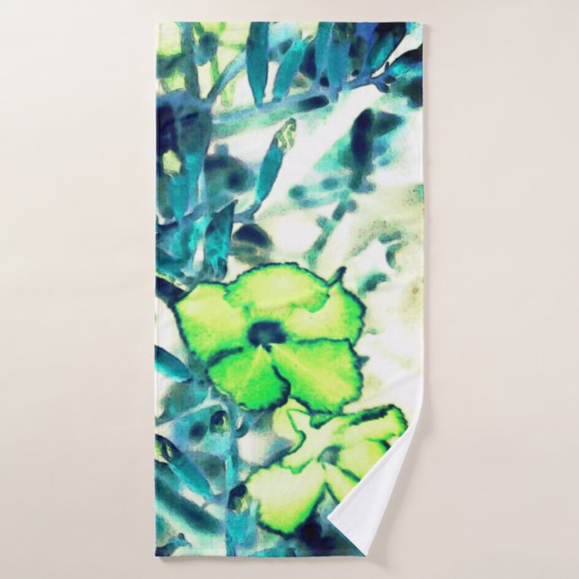 Greenish flower by changing colours bath towel set (Bath Towel)