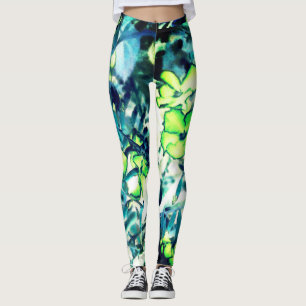 Greenish flower by changing colours leggings