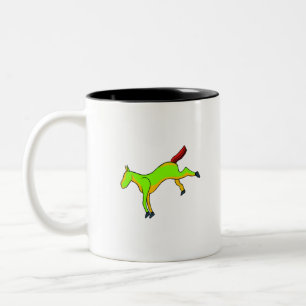 Greenish horse with shades of red on the tail Two-Tone coffee mug
