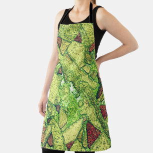 Greenish pale yellow painted volcanic stone design apron