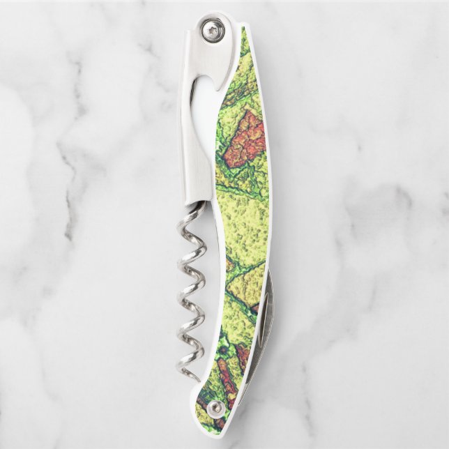 Greenish pale yellow painted volcanic stone design corkscrew (Front)