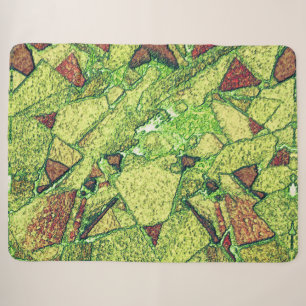 Greenish pale yellow painted volcanic stone design sherpa blanket