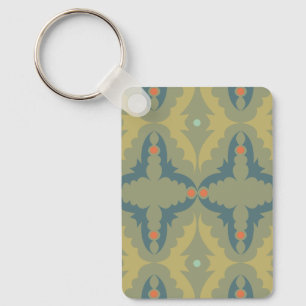 Greenish Retro Vintage Pattern Key Ring