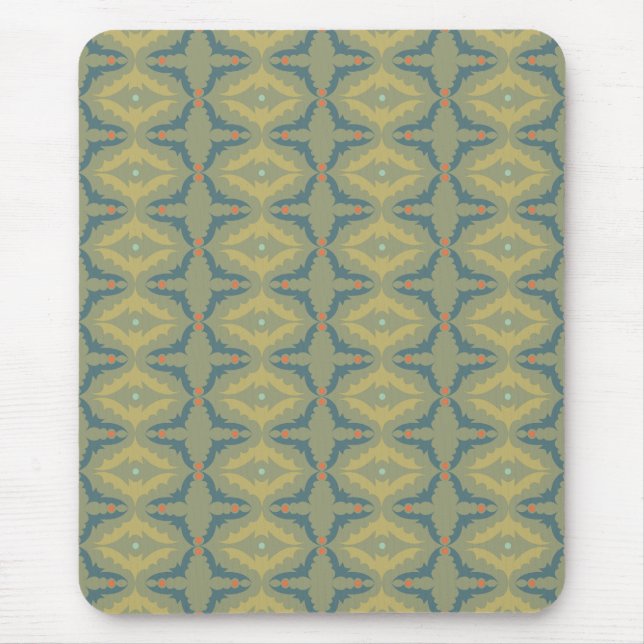 Greenish Retro Vintage Pattern Mouse Mat (Front)