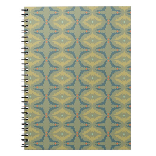 Greenish Retro Vintage Pattern Notebook (Front)