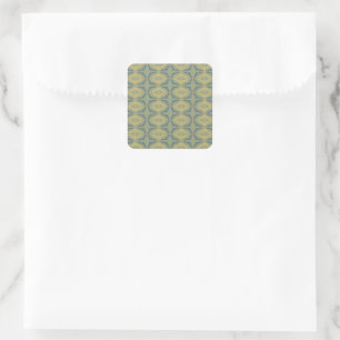 Greenish Retro Vintage Pattern Square Sticker