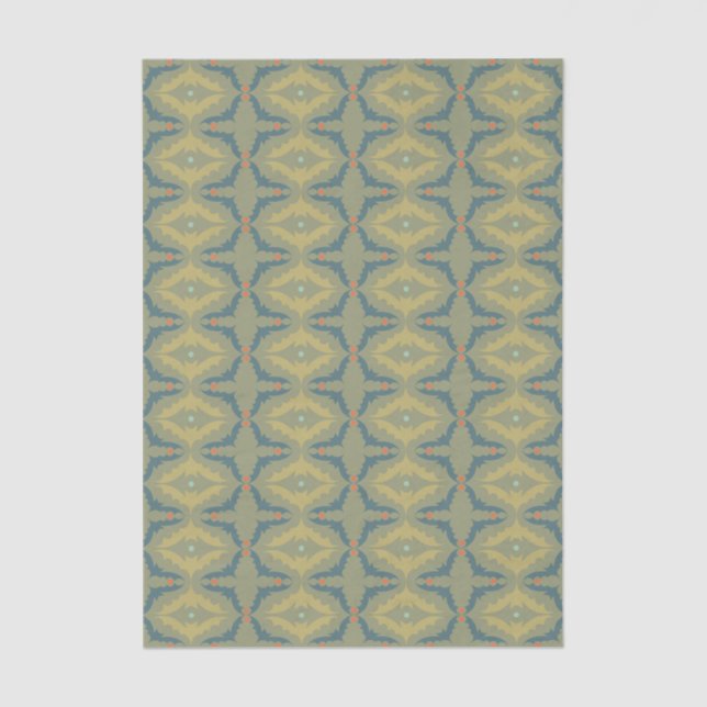 Greenish Retro Vintage Pattern Tissue Paper (Front)