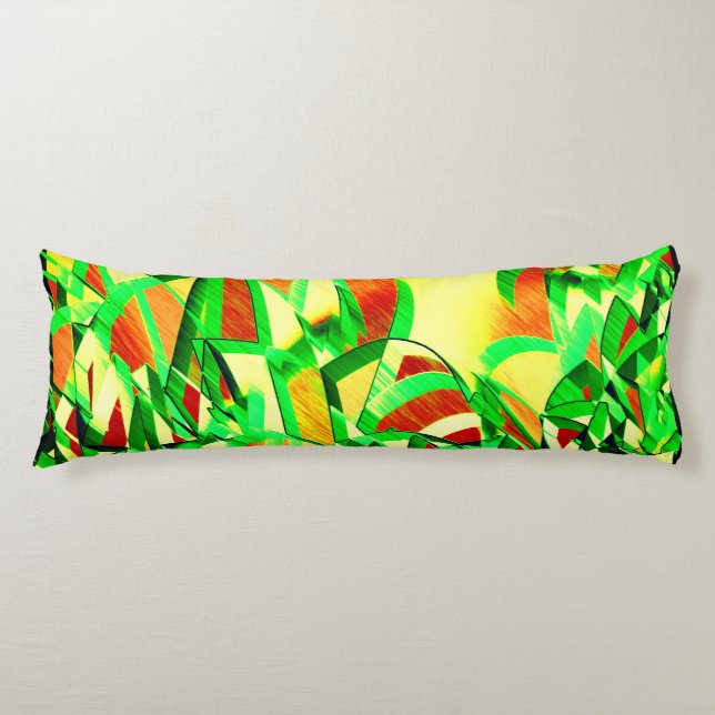 Greenish streaks over red image with drizzle body cushion (Front)