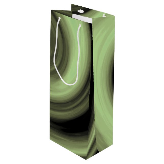 Greenish Swirl Wine Gift Bag (Front Angled)