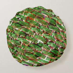 Greenish wall effect and bubbles salmon colour? round cushion