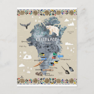 " Greenland: 13 ct./today - Hand painting Postcard
