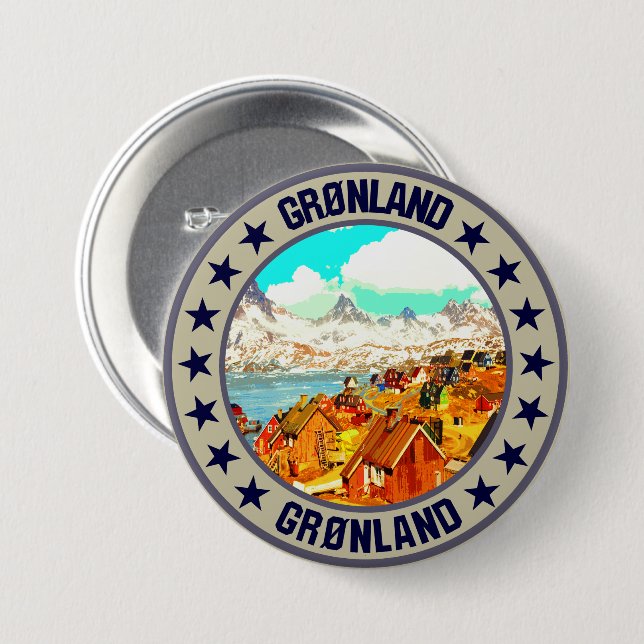 Greenland                                          7.5 cm round badge (Front & Back)